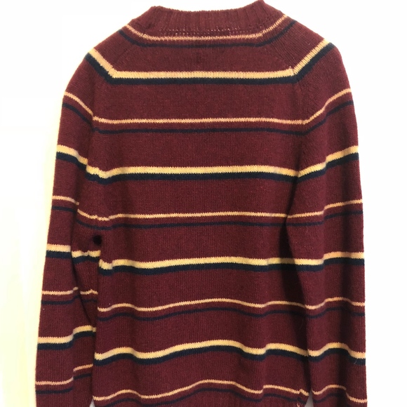 JC Penney Men’s Stripe Wool Crewneck Sweater NWT Maroon Size M - Picture 2 of 5